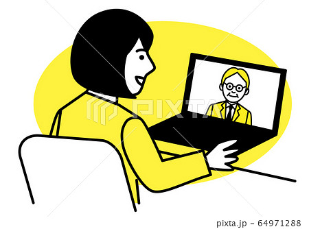 リモートワーク web面接 女性 リモートワーク web面接 女性 64971288