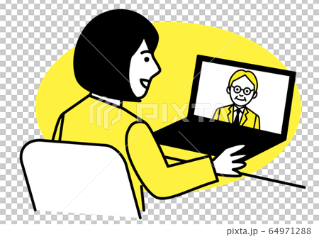 リモートワーク web面接 女性 リモートワーク web面接 女性 64971288