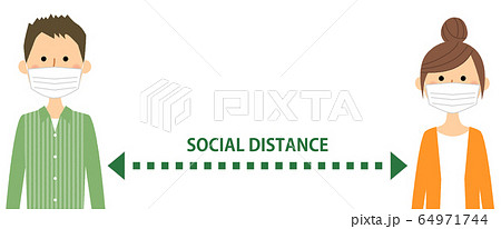 ソーシャルディスタンス　社会的距離 64971744