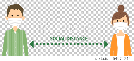 ソーシャルディスタンス　社会的距離 64971744