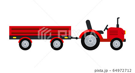 Farmer tractor with trailer icon isolated on white background. 64972712