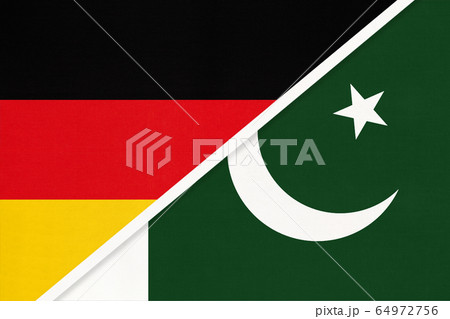 Germany vs Pakistan, symbol of two national flags. 64972756