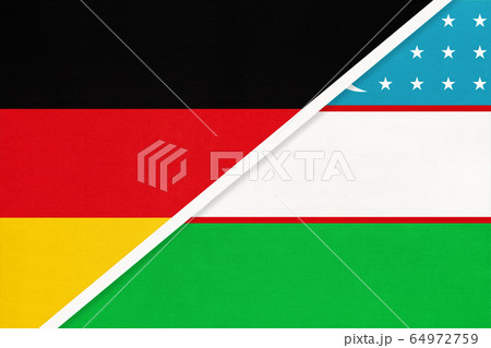 Germany vs Uzbekistan, symbol of two national flags 64972759