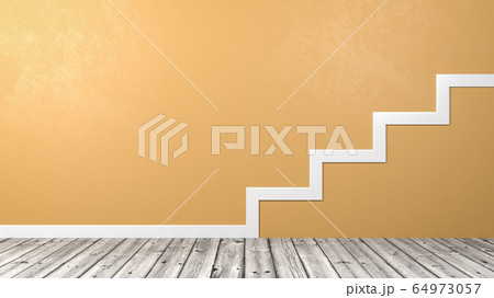 Stairs Outline on Wooden Floor Against Wall 64973057