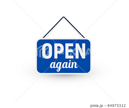 Open again signboard template, opening notice sign, isolated sign board after quarantine. Vector illustration. 64973312