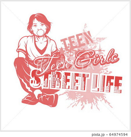 Funny teen girl - Grunge Composition - Street Life and hip hop Funny teen girl - Grunge Composition - Street Life and hip hop 64974594