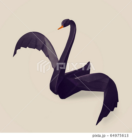 Origami paper rare event black swan on a beige 64975613
