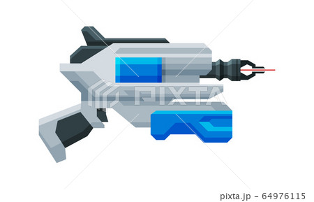 Futuristic Space Laser Gun Blaster, Fantastic Handgun, Raygun of Alien, Childish Pistol Vector Illustration 64976115
