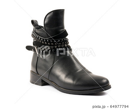 Elegant female leather shoe on the white Elegant female leather shoe on the white 64977794
