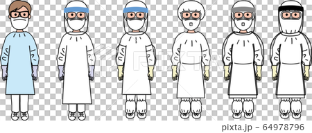 医療関係者　医師　看護師　防護服6点セット 64978796