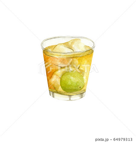 梅酒 グラス 水彩イラストのイラスト素材 [64979313] - PIXTA