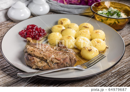 Roasted duck leg. Roasted duck leg. 64979687