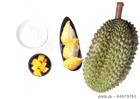 Natural  yogurt serve with the popular Thai fruits 64979761