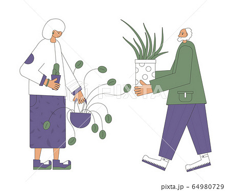 Plant lover. Man with indor flower pot. Vector Plant lover. Man with indor flower pot. Vector 64980729