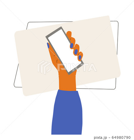 Human hand holding a phone. Vector design. Human hand holding a phone. Vector design. 64980790