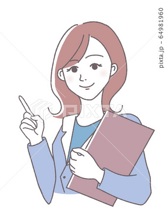 指差しする女性 スーツ(女医さん) 指差しする女性 スーツ(女医さん) 64981960