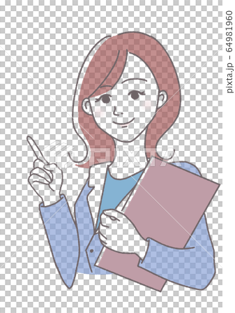 指差しする女性 スーツ(女医さん) 指差しする女性 スーツ(女医さん) 64981960