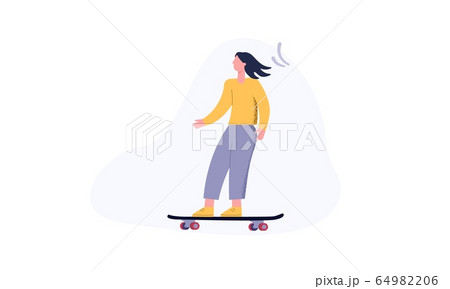 Young Man On A Skateboard Modern Color Design のイラスト素材 6496