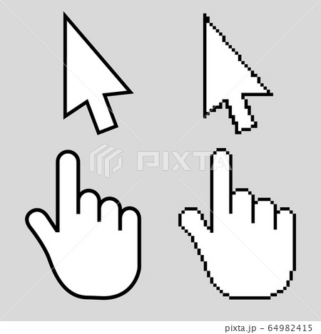 Hand cursor icon with an index finger and arrow. Hand cursor icon with an index finger and arrow. 64982415
