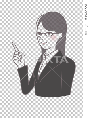 A woman in a black suit pointing A woman in a black suit pointing 64982728