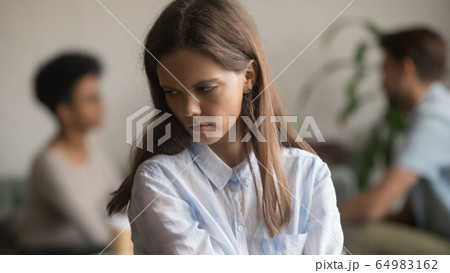 Sad jealous girl betrayed by unfaithful cheating boyfriend having affair Sad jealous girl betrayed by unfaithful cheating boyfriend having affair 64983162
