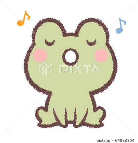 歌うカエルおすわり音符のイラスト素材