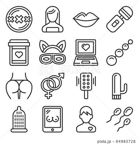 Xxx Sex Icons Set on White Background Line のイラスト素材  