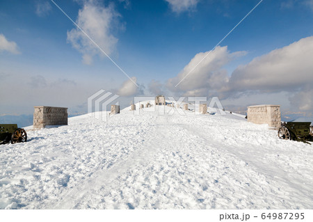 War memorial landmark, Italian alps, mount Grappa 64987295