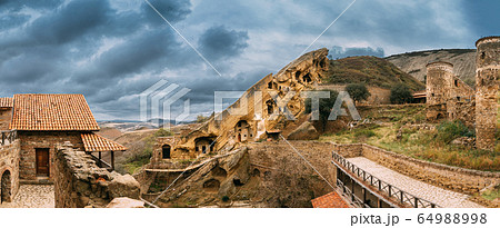 Sagarejo Municipality, Kakheti Region, Georgia. Ancient Rock-hewn Georgian Orthodox David Gareja Monastery Complex. Monastery Is Located Is Southeast Of Tbilisi. 6th . Hundreds Of Cells, Churches 64988998