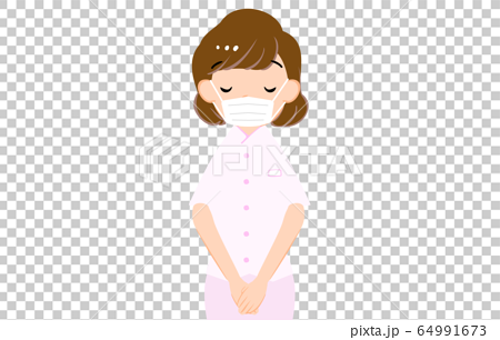 両手を揃えてお辞儀をする女性看護師のイラストのイラスト素材