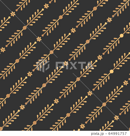 Gold floral seamless pattern line print vector 64991757