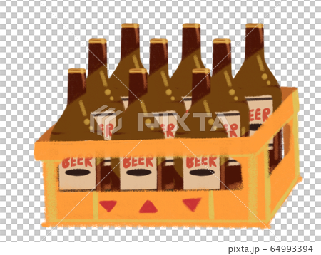 コンテナに入ったビール瓶のイラスト素材
