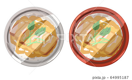カツ丼のテイクアウト 蓋つき のイラスト素材