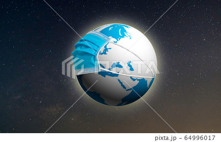 Concept of Earth globe with Mask, Save the Earth, Concept of Earth globe with Mask, Save the Earth, 64996017