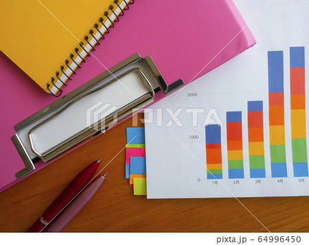 ビジネスイメージ・グラフ・バインダー・手帳・女性 ビジネスイメージ・グラフ・バインダー・手帳・女性 64996450
