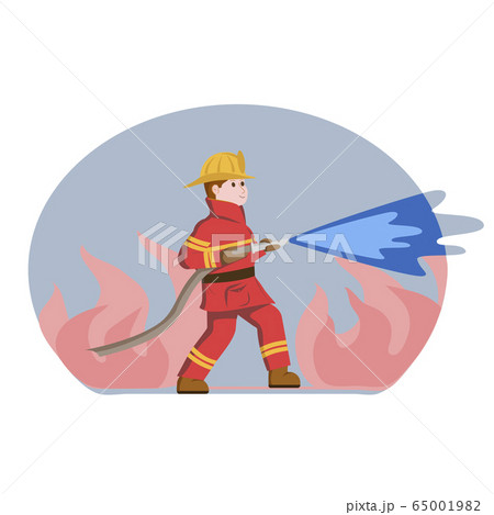 firefighter puts out fire-vector illustration firefighter puts out fire-vector illustration 65001982