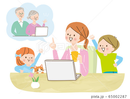 人物 家族団らん 仲良し 笑顔 オンライン帰省 猫のイラスト素材 人物 家族団らん 仲良し 笑顔 オンライン帰省 猫のイラスト素材