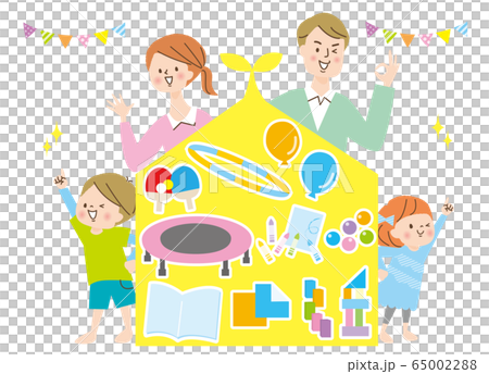 人物 家族団らん 仲良し 笑顔 家遊び ステイホームのイラスト素材