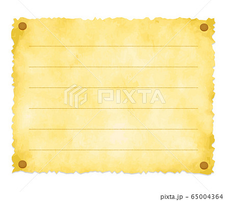 画鋲で止められたボロボロの紙 罫線あり 背景イラストのイラスト素材