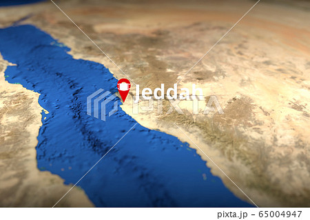 Jeddah, Saudi Arabia city geotag with face mask, COVID-19 coronavirus disease quarantine related 3D rendering Jeddah, Saudi Arabia city geotag with face mask, COVID-19 coronavirus disease quarantine related 3D rendering 65004947