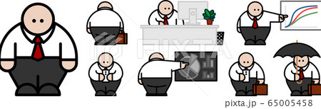 Office employee wearing dark trousers and white Office employee wearing dark trousers and white 65005458