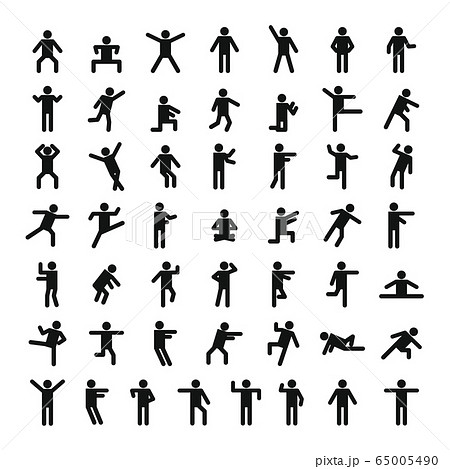 Man people stick icon set, simple style Man people stick icon set, simple style 65005490