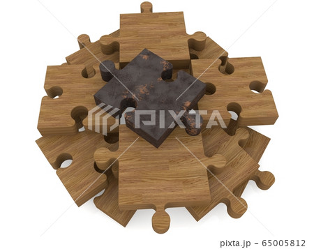 Stacked puzzle pieces on white Stacked puzzle pieces on white 65005812