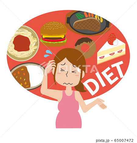 食事制限 女性 ダイエット 食べ物のイラスト素材