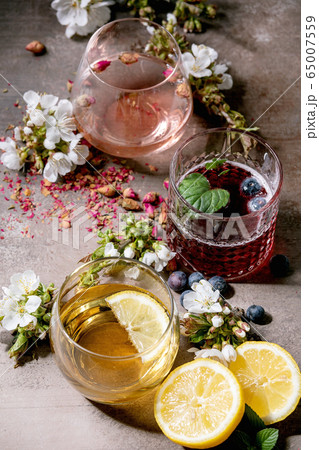 Sparkling colorful drinks 65007559