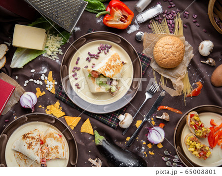 Mexican food mix colorful background Mexico 65008801