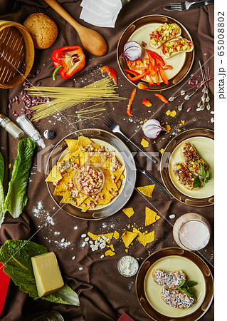 Mexican food mix colorful background Mexico 65008802