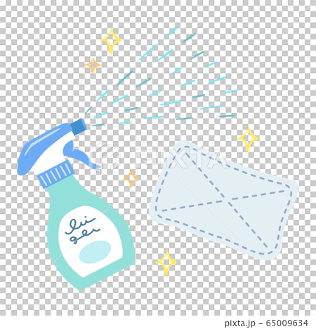 掃除用スプレーと雑巾のイラスト 掃除用スプレーと雑巾のイラスト 65009634