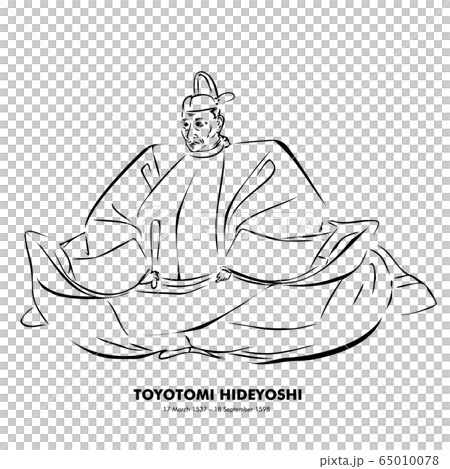 豊臣秀吉（1537 – 1598）　歴史上の人物　線画イラスト 65010078