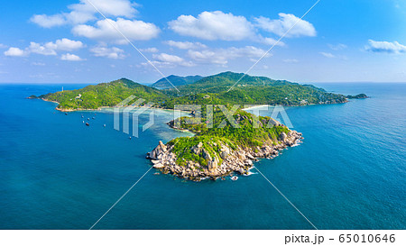 Aerial view of Beautiful Koh Tao island in Surat Thani, Thailand. 65010646